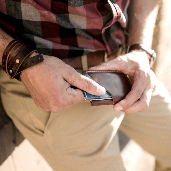NWOT Men’s Rustico Leather “Wave” Wallet, EDC, Charcoal - Picture 3 of 10